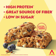 Atkins Soft Baked Blueberry Bars on-the-go pack, ideal for desk, gym bag, or travel