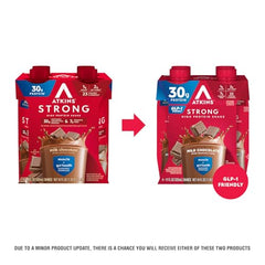 Atkins Strong packaging with 12-count carton for grab-and-go nutrition