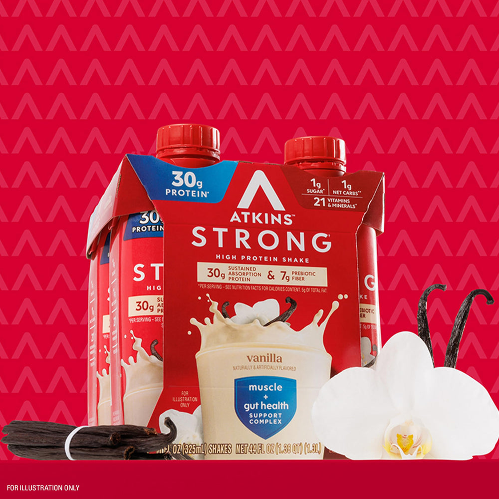 Atkins Strong ready-to-drink carton offers grab-and-go breakfast.
