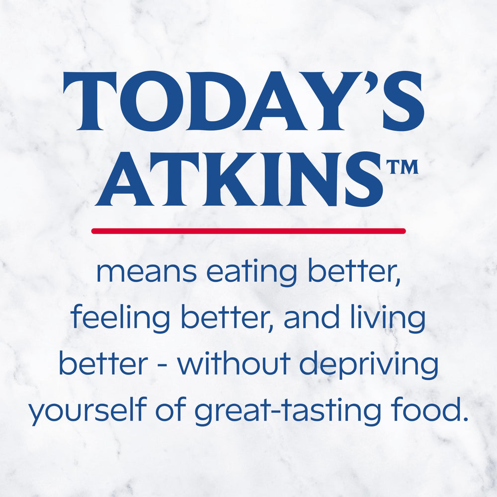 Atkins Strong ready-to-drink shake on grocery shelf gluten free and keto-friendly