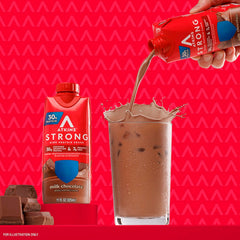 Atkins Strong shake being poured into a glass after a workout