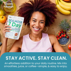 Atlantic Naturals Sea Moss Detox unopened tub indicating fresh supply.