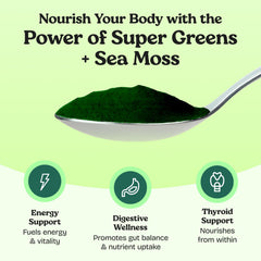 Brand packaging showcasing Atlantic Naturals greens powder