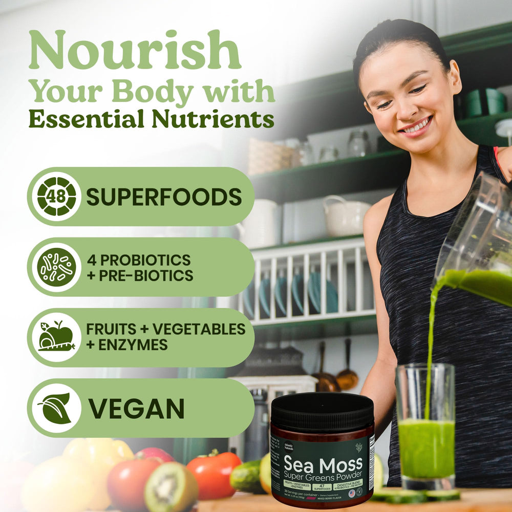 Probiotic blend highlighted in Atlantic Naturals Greens powder