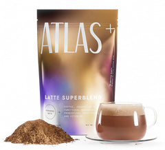 Atlas Coffee Club Atlas+ Latte Superblend packaging showing energy-boosting coffee blend