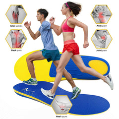 Quad-layer insoles with a heel pad cushion reduce pressure on feet.