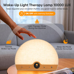 ATOROBROS sunrise alarm shows gradual dawn wake with soft brightness.