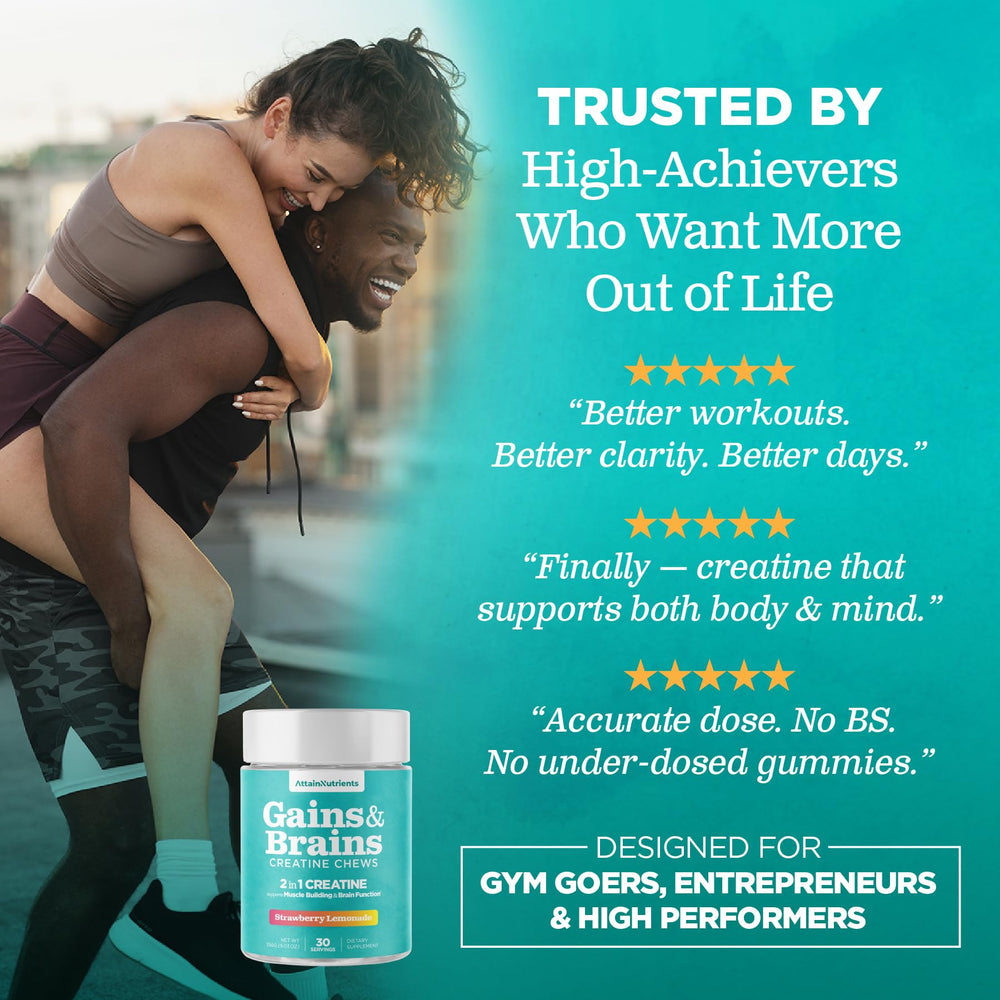 Attain Nutrients Creatine Chews vegan-friendly formula for plant-based routines