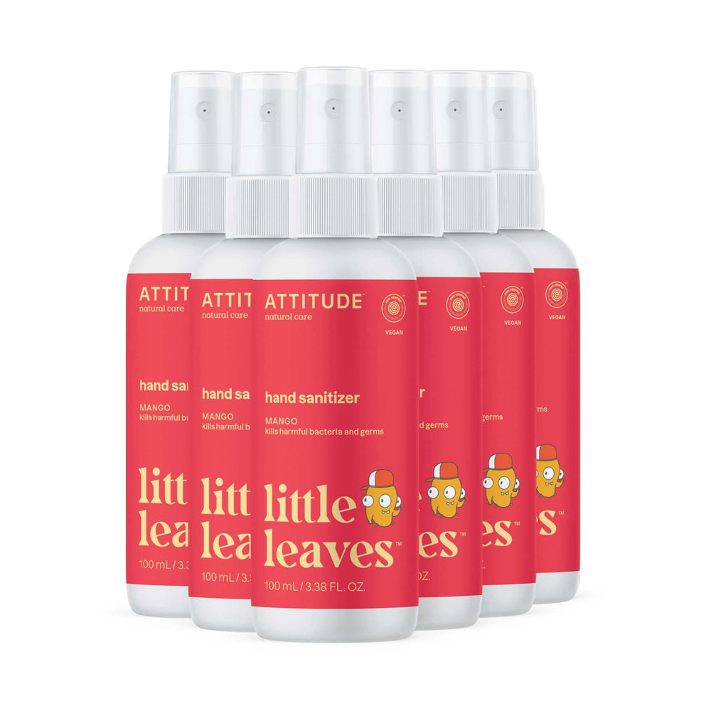 ATTITUDE mango hand sanitizer spray front view, great for quick family hygiene on the go.