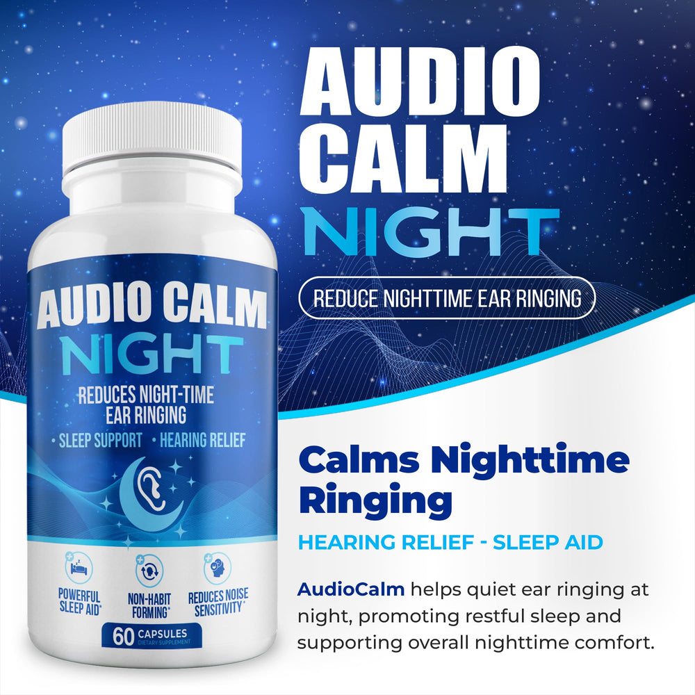 Audio Calm Night organic ingredients label shown on bottle