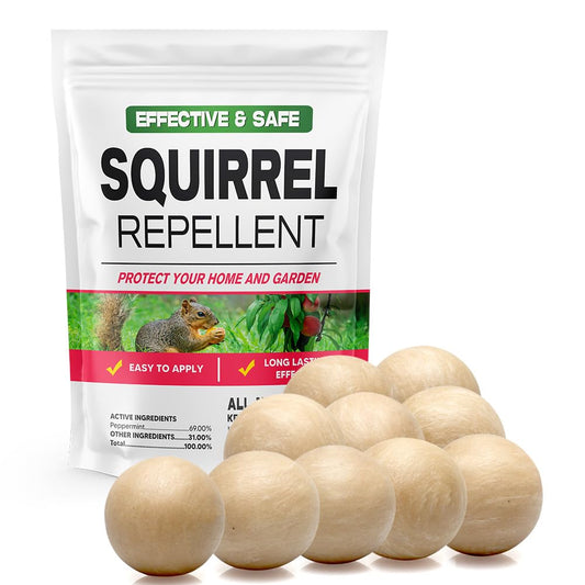 AUDQQM Squirrel Repellent ball-pack deters squirrels in garden and yard.
