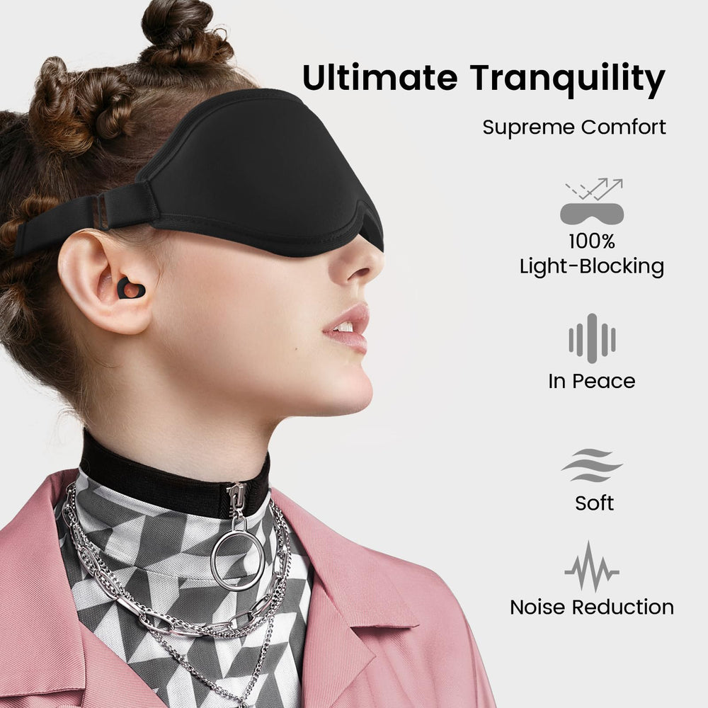 Audree sleep eye mask close-up highlighting soft fabric that blocks light.