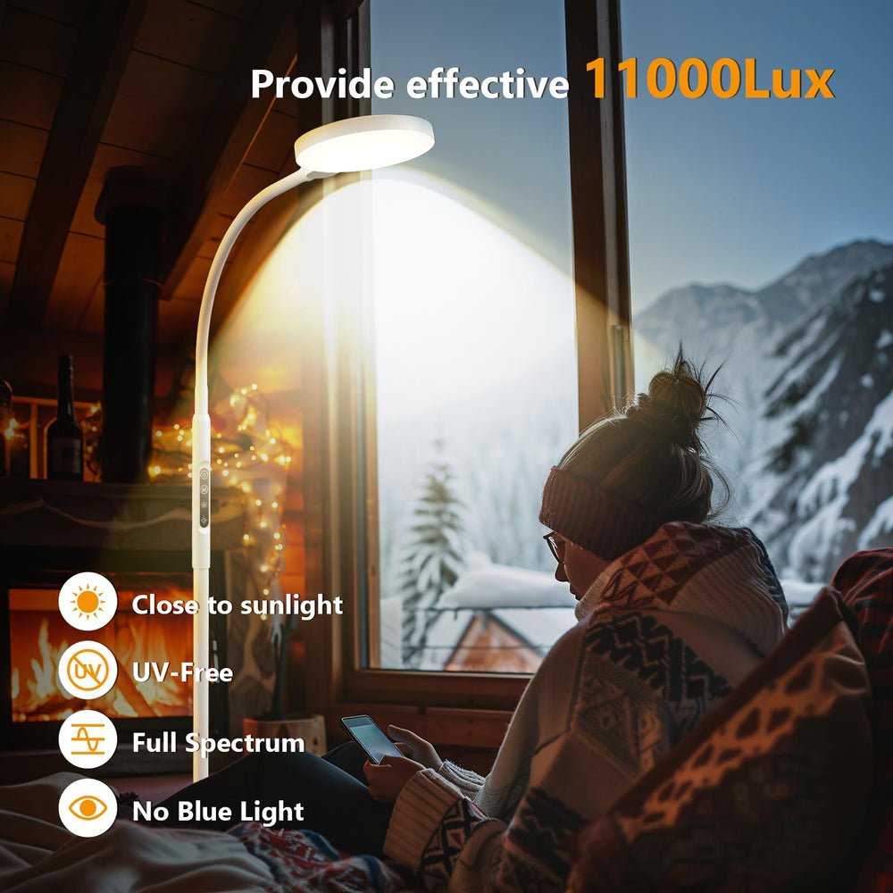 A Aulaidik lamp delivering 11000 lux near-sunlight for brighter days.