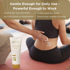 Aulief Gold lavender essence highlights soothing aroma during application.