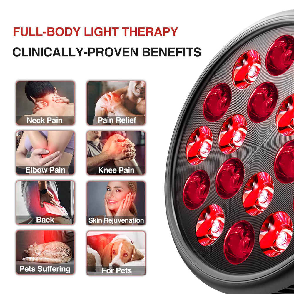 Aumtrly red light therapy lamp showing 660 nm red light for skin-friendly sessions.