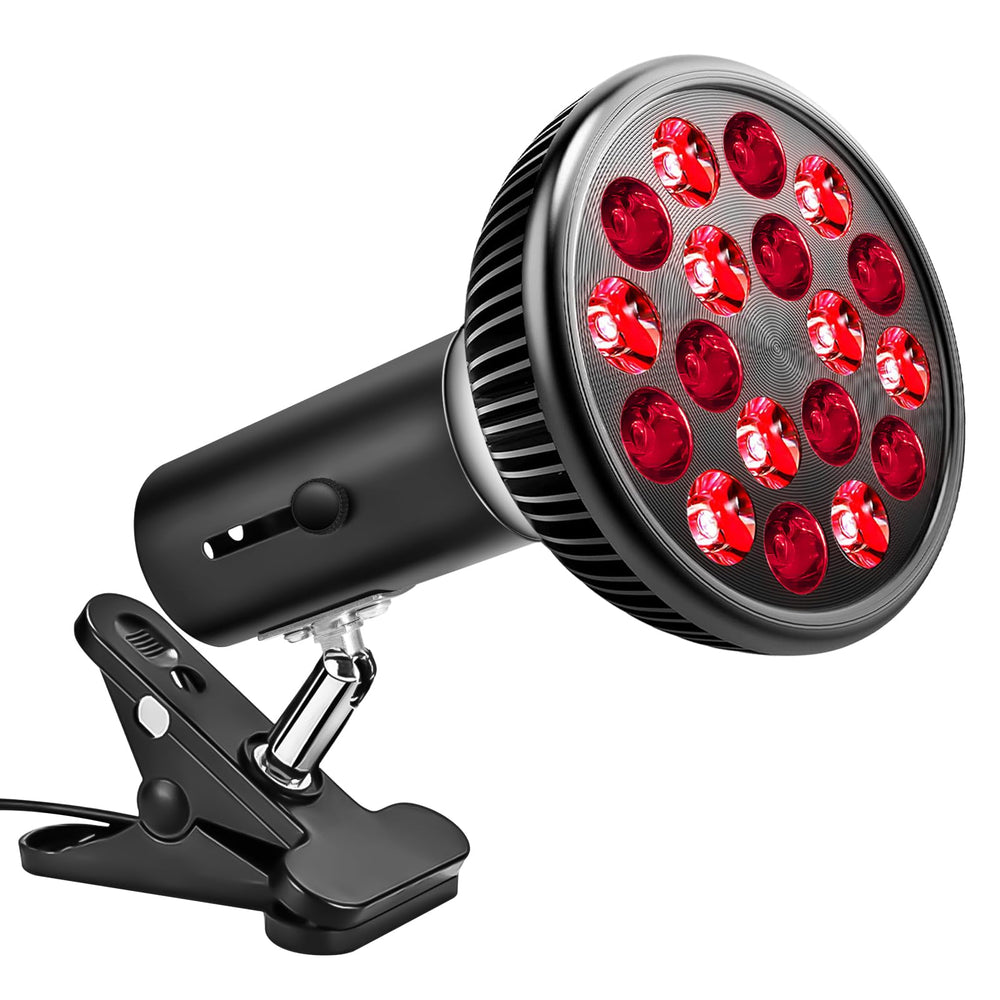 Aumtrly red light therapy clip with adjustable socket for versatile body and facial use, potential fatigue relief.