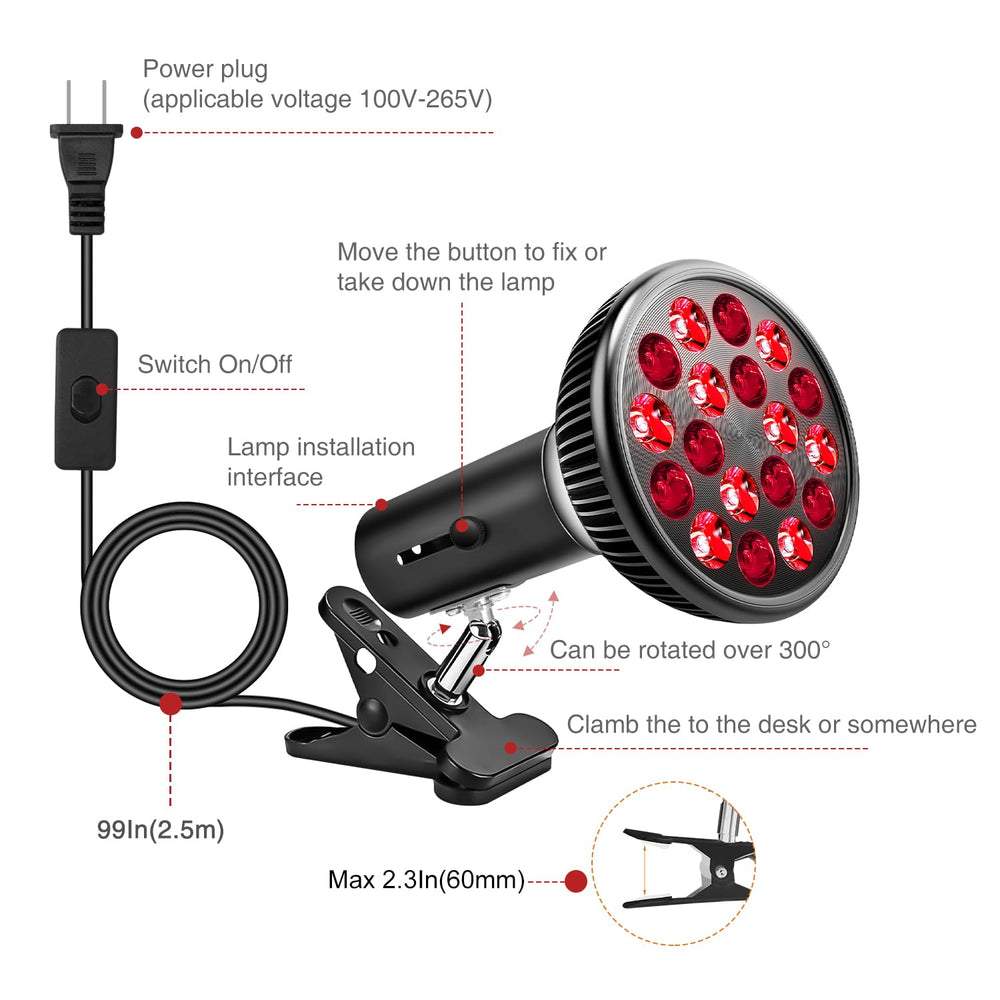 Aumtrly lamp with adjustable holder ideal for quick skin or muscle comfort sessions.