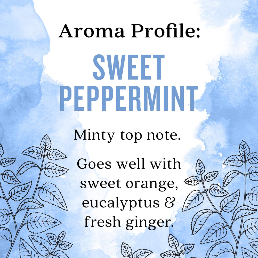 Aura Cacia Sweet Peppermint bottle cap highlighting secure, portable packaging