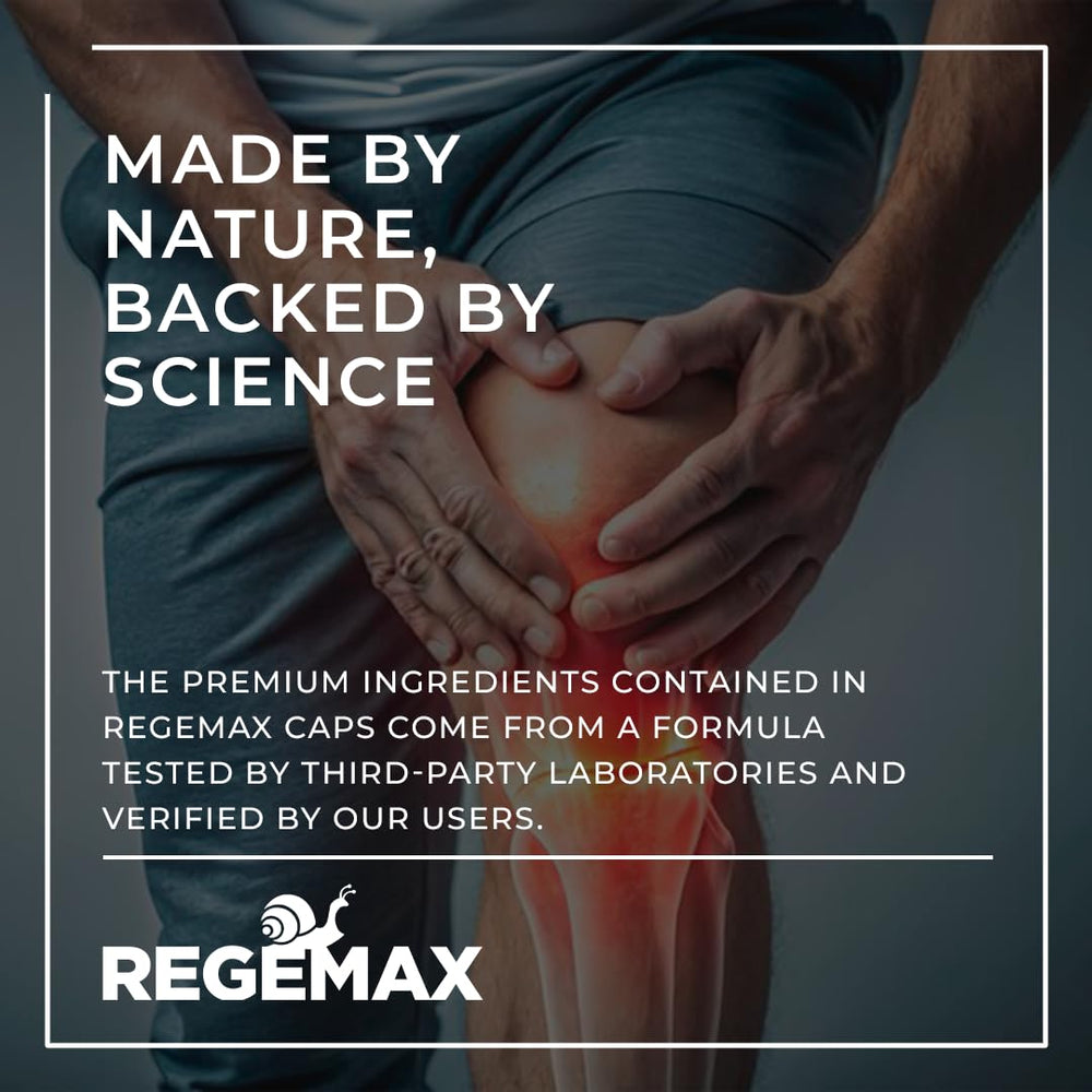 Aura Vitamins Regemax capsules closeup highlights easy daily use for mobility goals.