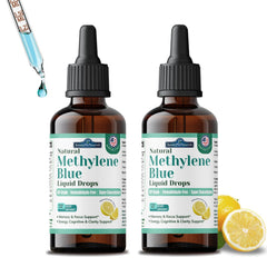AuraraNeNourish 2-pack methylene blue drops bottle, showcasing pharmaceutical grade formula for cognitive support.
