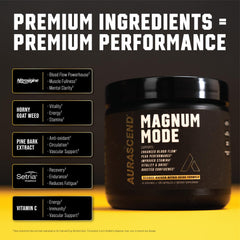 Aurascend Magnum Mode ingredient list highlights Nitrosigine for potential blood flow support