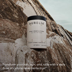 AURELIA 3-in-1 Perfection ingredients panel featuring resveratrol and ergothioneine for antioxidant protection