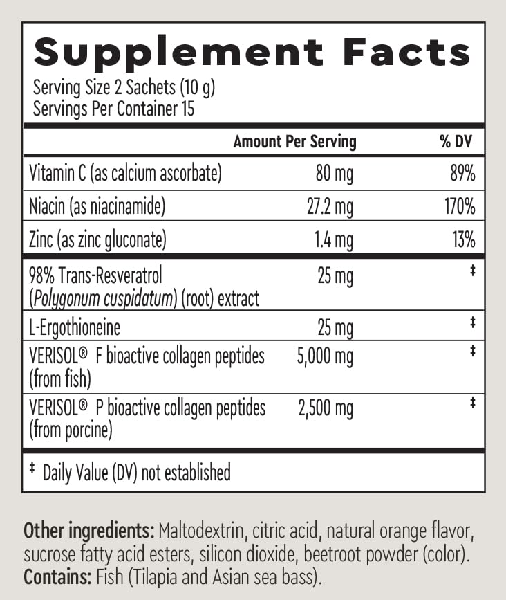 AURELIA Collagen Revive ingredients panel emphasizing antioxidant-friendly formula.