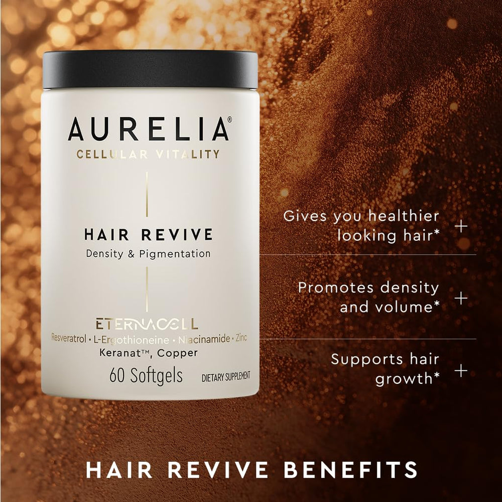 AURELIA Hair Revive bottle being poured for daily use.