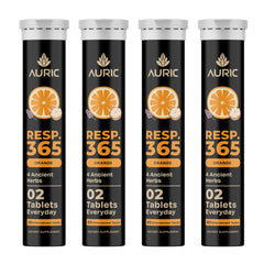 Auric Resp 365 bottle packaging for daily respiratory wellness.