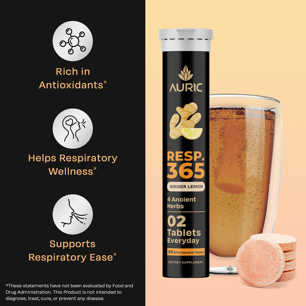 Dissolving tablet in water demonstrates easy orange effervescent drink from Auric Resp 365.