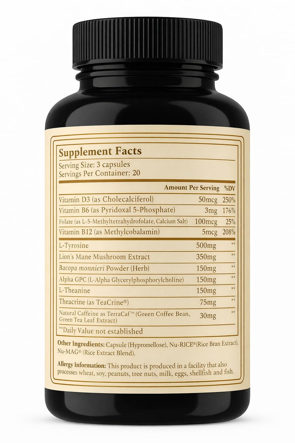 AURUM BOTANICA Lion mane mushrooms support neural connectivity.