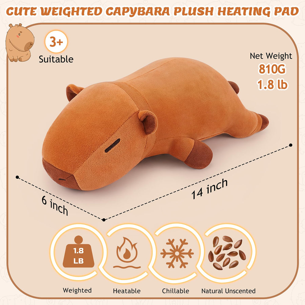 Auspicious Beginning Capybara heating pad close-up fabric reveals soft, cuddly texture for comforting hugs.