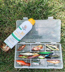 Australian Gold insect repellent used outdoors for hours of protection.