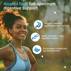 AUTHENTA IBShield tincture pour demonstrates alcohol-free digestive support after meals