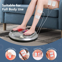Auxoliev foot massager in use on leg with silent operation
