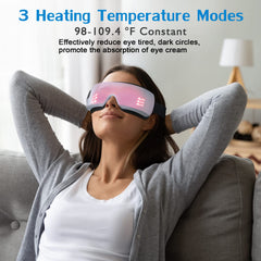 Auxoliev eye massager offers three heat levels for customizable comfort.