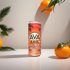AVA Kava Tangerine can with alcohol-free relaxation and fast-acting nano kava for calm evenings