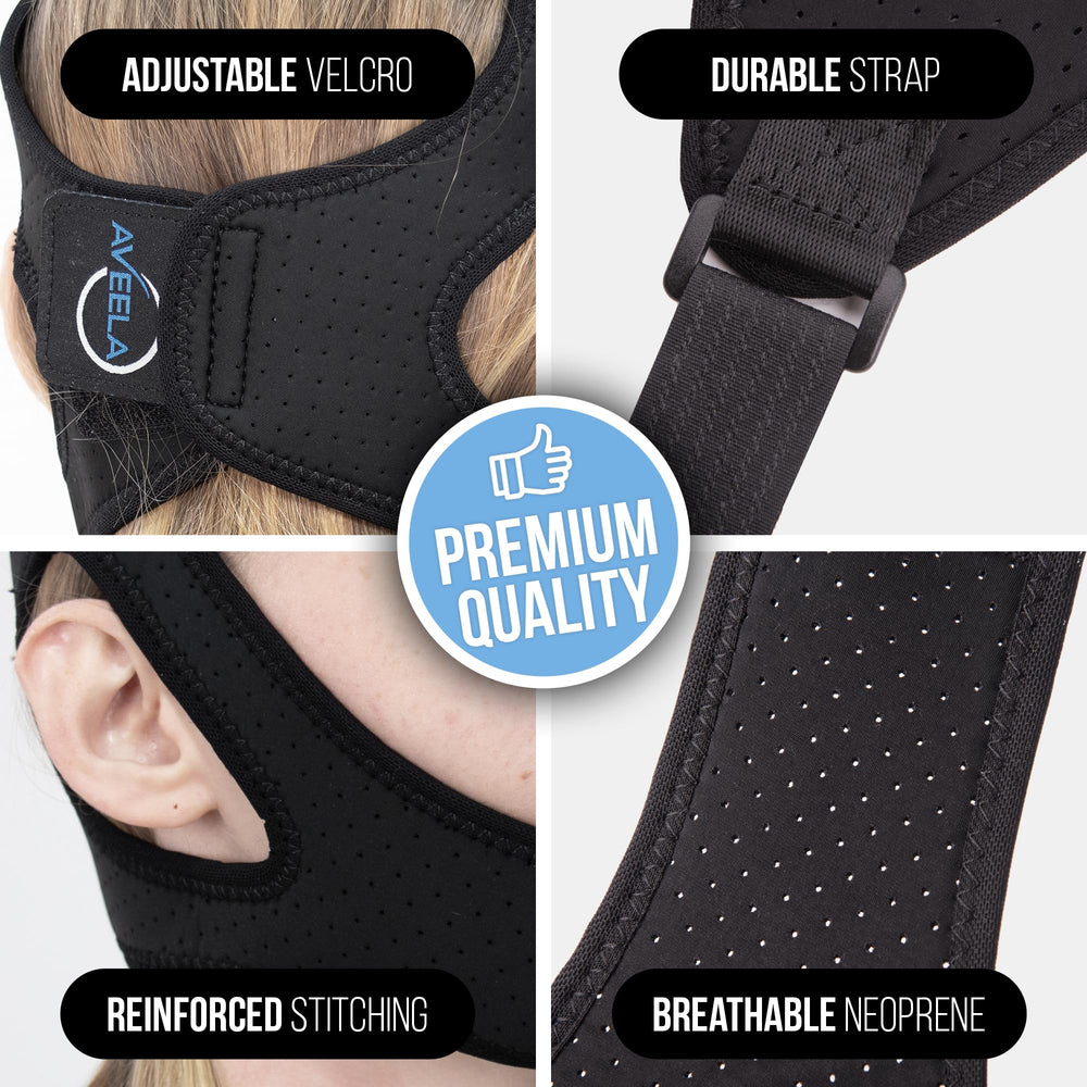 AVEELA chin strap breathable neoprene feels comfortable and cool through the night.