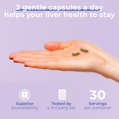 Detail of Liver Shield label listing the 21-in-1 blend and vegan capsules