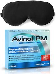 Avinol PM Dream Elements mask close-up on luxurious mulberry silk for soothing sleep