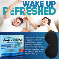 Avinol PM packaging box conveying quality and natural sleep support