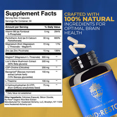 Awakened Alchemy Mind-Restore usage shot with label directions for nightly use.