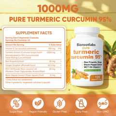 Awjsde Biorootlabs turmeric capsules close-up shows 1000mg potency.