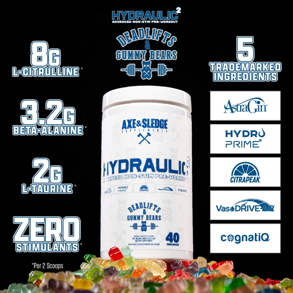Axe & Sledge Hydraulic powder dissolves smoothly in water for pre-workout use