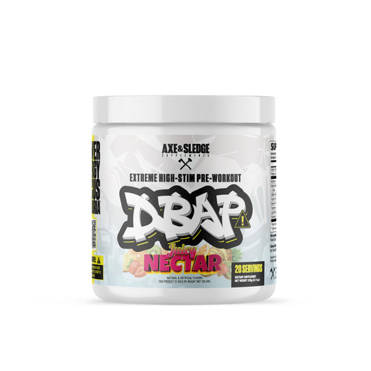 Axe & Sledge DBAP Extreme Juicy Nectar tub ready for high-energy workouts.