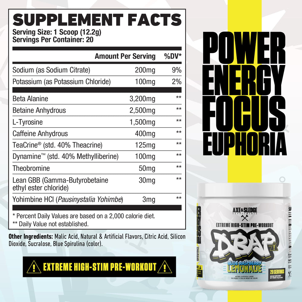 Close-up of the DBAP Extreme label highlighting energy matrix for focus.