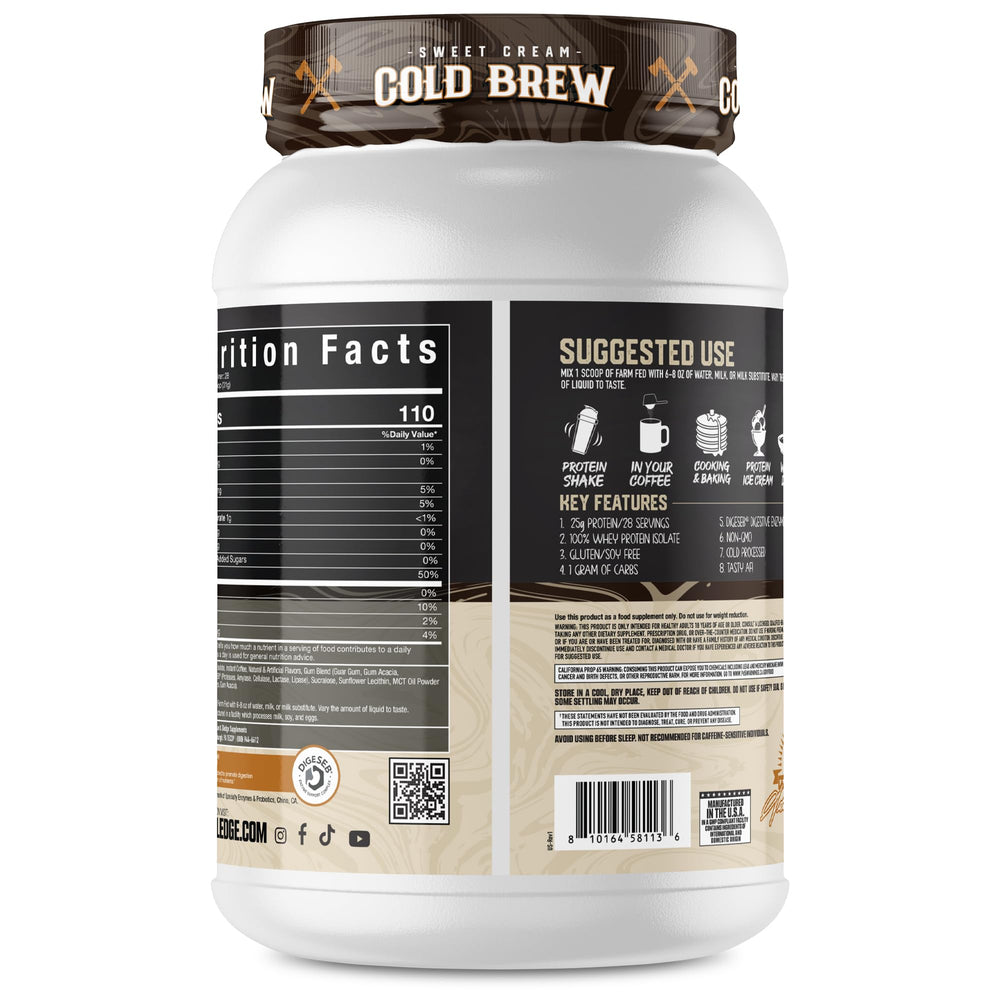 Axe & Sledge Farm Fed gluten-free non-GMO badge signals pure protein quality.