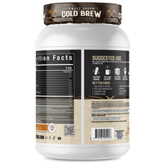 Axe & Sledge Farm Fed gluten-free non-GMO badge signals pure protein quality.