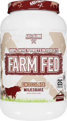 Axe and Sledge Farm Fed whey isolate scoop closeup for fast absorption.