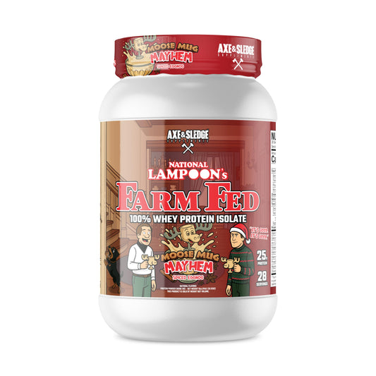 Axe Sledge Farm Fed whey protein jar for lean muscle support